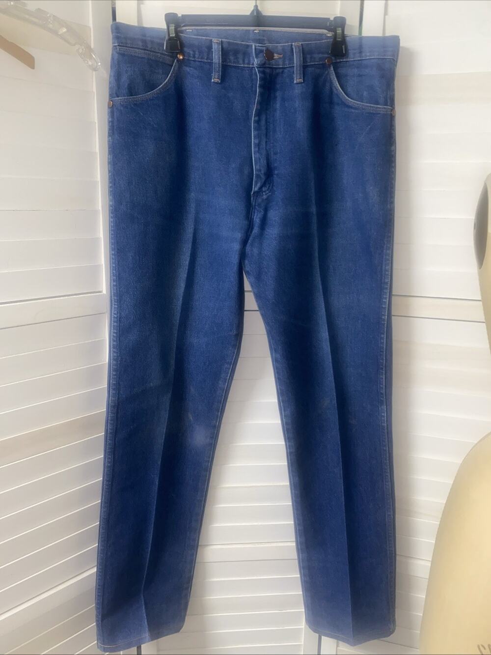 70s Wrangler Jeans 38x36 (36”x 34.5” Actual) Blue Denim 13MWZ Made In USA